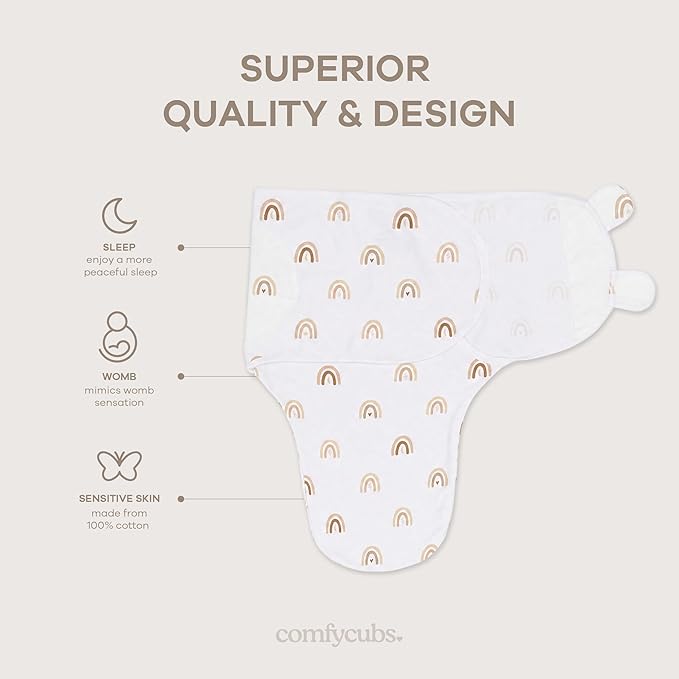 Comfy Cubs Easy Swaddle Blanket 3Pk S Baby Blanket Swaddle Rainbow Bohemian | - Image 3