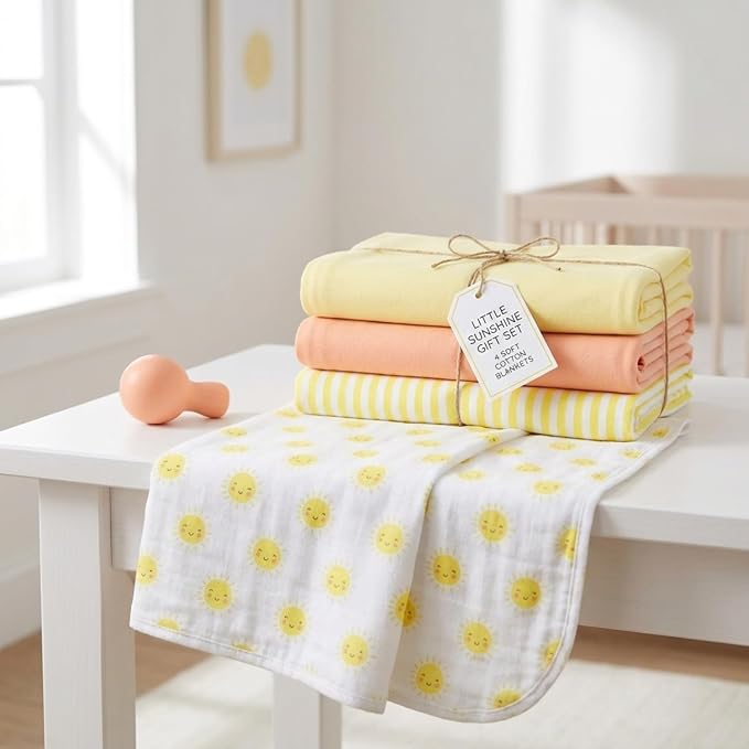 EVERYDAY KIDS 4 Pack of Soft Flannel Receiving Baby Blanket Set - Image 6
