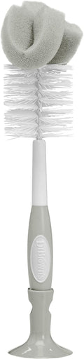 Dr. Brown's Baby Bottle Cleaning Brush with Sponge, Scrubber and Nipple Cleaner, Grey 1 Pack