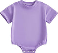 Baby Boy Girl Bubble Romper Infant Plain Oversize T-shirt Bodysuit by Merqwadd