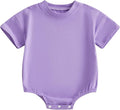 Baby Boy Girl Bubble Romper Infant Plain Oversize T-shirt Bodysuit by Merqwadd