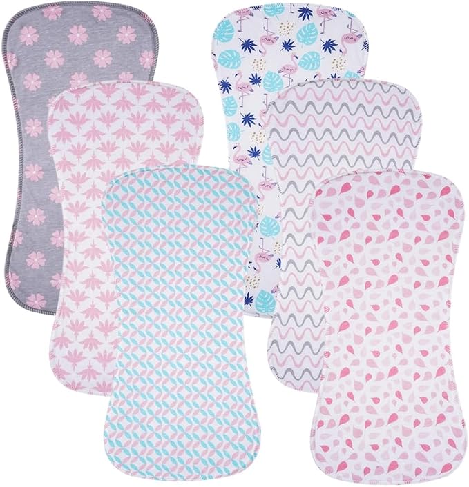 6 Pack Cotton Baby Burp Cloths Extra Absorbent Soft by Gelisite