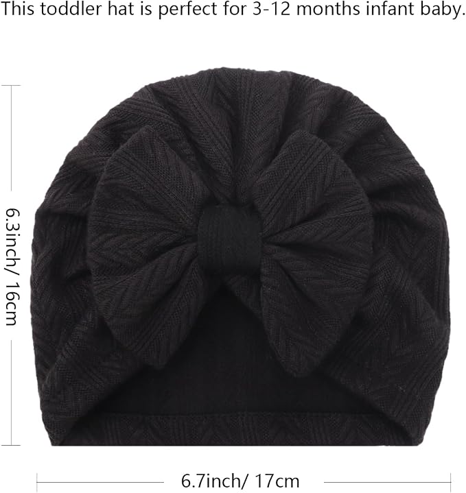 DRESHOW BQUBO 5 Pieces Newborn Baby Turban Hats Bow Baby Infant Beanie - Image 6