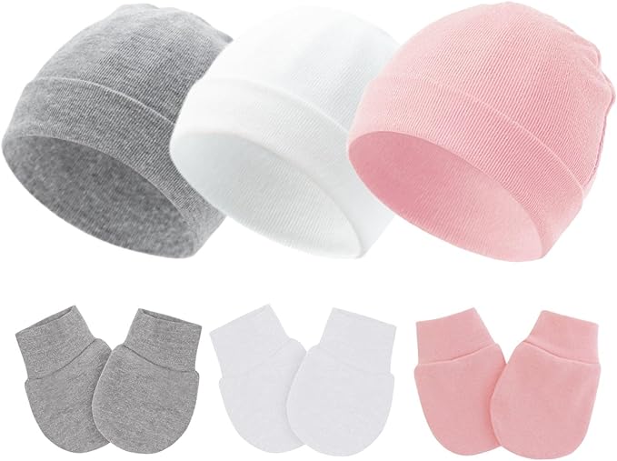 Baby Hats and Mittens Newborn Hats Gloves Infant Beanie Soft Cap Mitten Sets by Fecawd