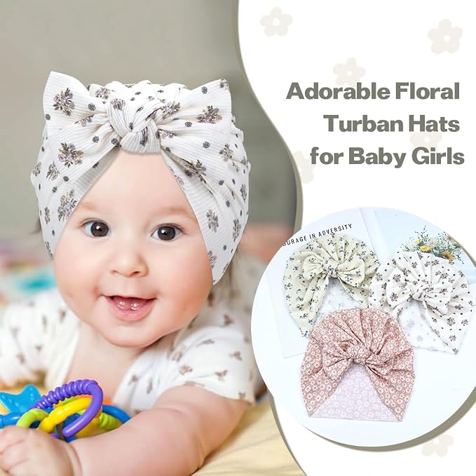 Cinaci 6 Pack Nursery Hospital Caps Bonnets Beanies Headwraps Turban Hats - Image 4