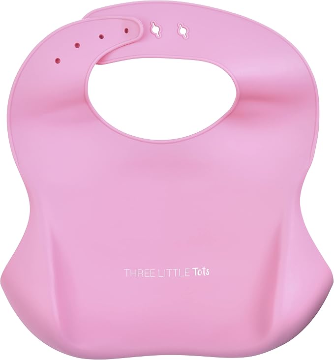 Three Little Tots Modern Silicone Baby Bib – Adjustable Fit Waterproof Catch - Image 4
