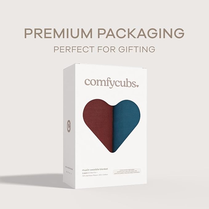 Comfy Cubs Muslin Swaddle Blankets Pack of 2, 47 x 47 Inch Soft Cotton Baby - Image 4