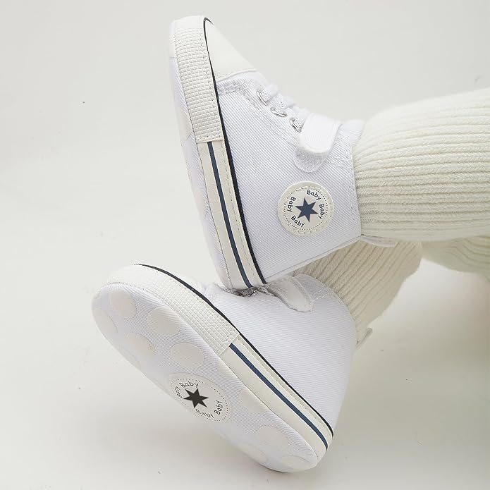 Unisex Baby Girls Boys Canvas High-top Shoes, Newborn Infant Anti-Slip Soft - Image 3