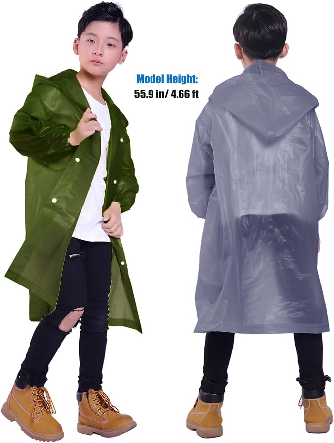 Kids Rain Jacket, 2 Pack Rain Ponchos - Image 6