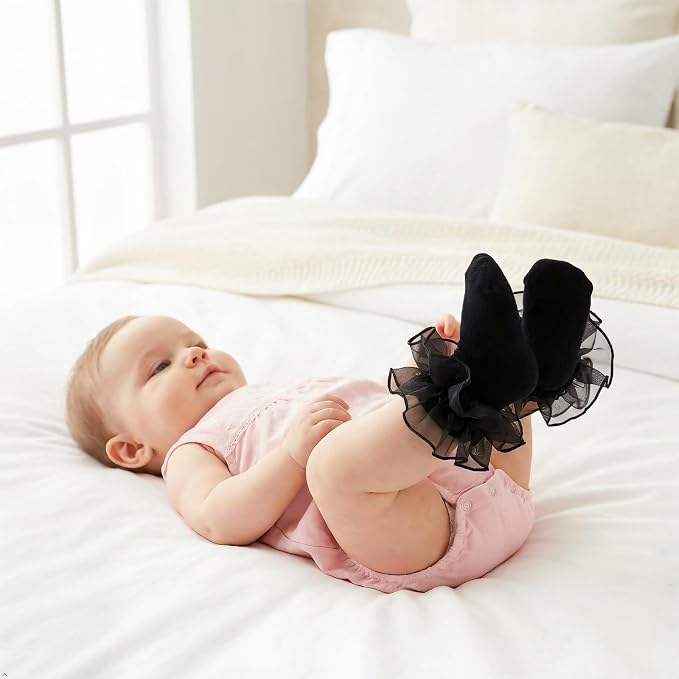 Baby Girl Ruffle Socks Cute Infant Lace Frilly Fancy Dress Socks - Image 4