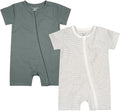 Teach Leanbh Unisex Baby 2 Pack Pajamas Cotton Short Sleeve Zipper Romper by TeachLeanbh