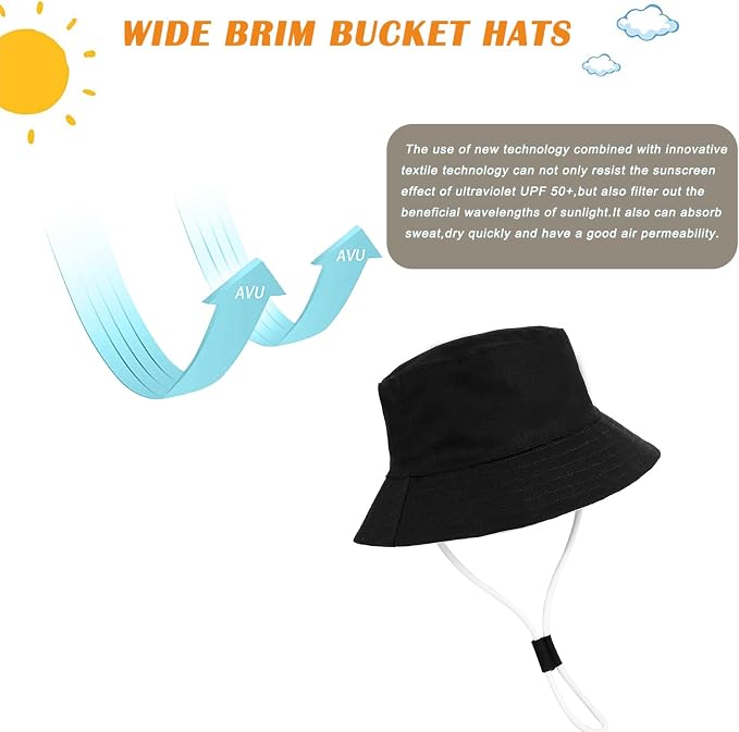 Baby Boy Sun Hat Toddler Bucket Beach Hat Girl UPF 50+ Cotton Linen - Image 4