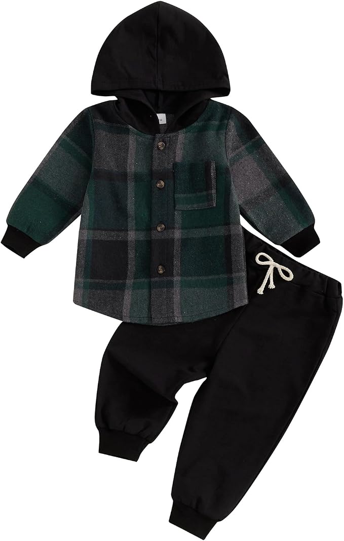 Infant Baby Boy Fall Winter Clothes Outfit Hooded Long Sweatshirt Pant Set by LIOMENGZI