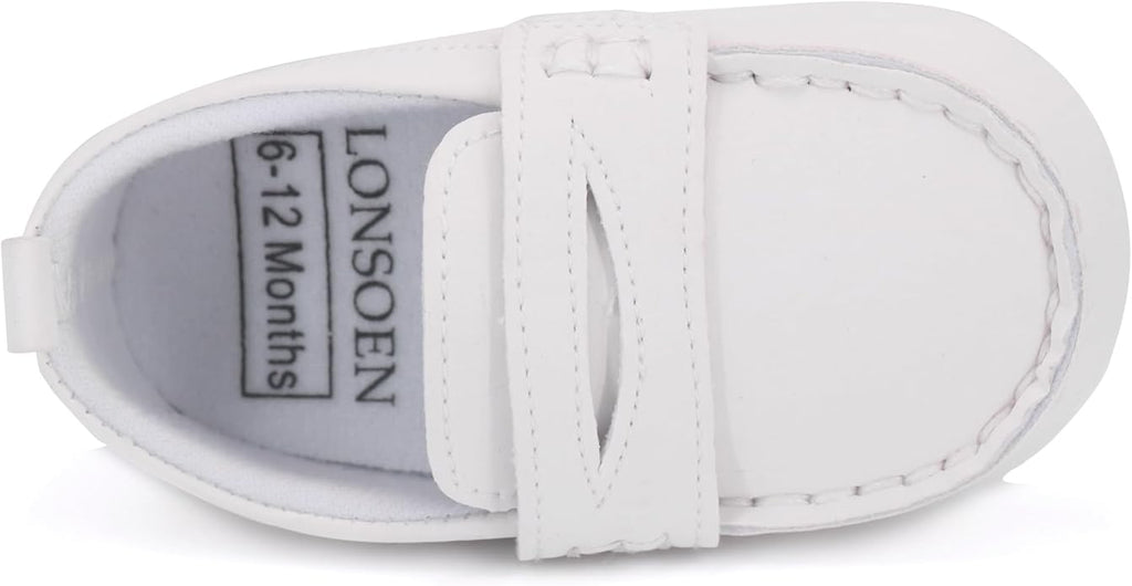 LONSOEN Baby Girls Boys Loafers Prewalker Dress Crib Shoes