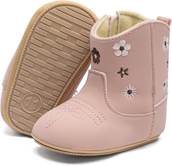 Meckior Baby Girls Cowboy Tassel Boots Side Zipper Moccasins Soft Bottom by Meckior