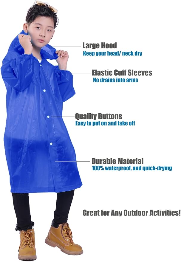 Kids Rain Jacket, 2 Pack Rain Ponchos - Image 3