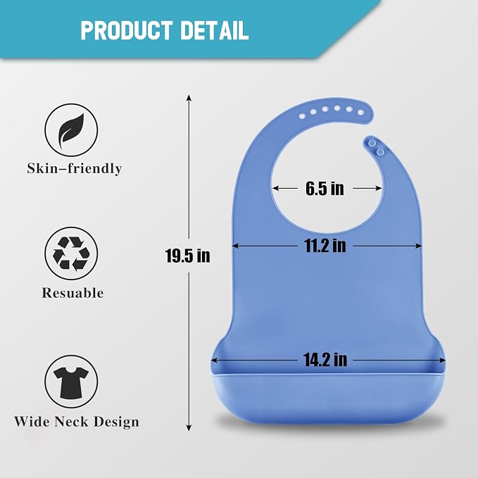 Adjustable Silicone Adult Bib, Washable Bib - Image 2