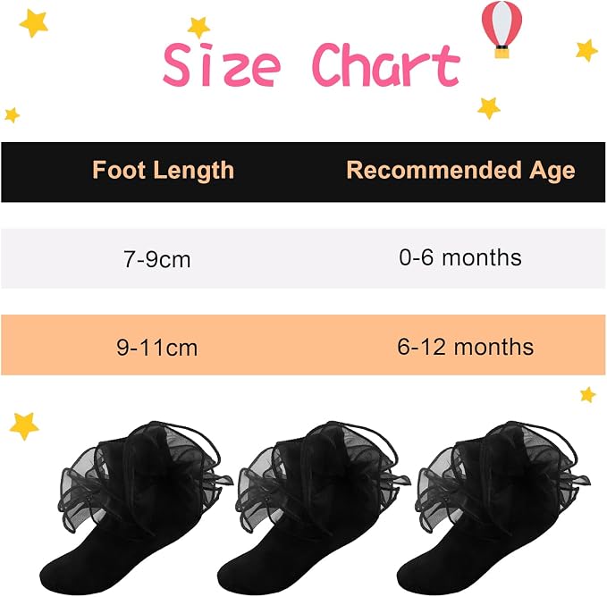 Baby Girl Ruffle Socks Cute Infant Lace Frilly Fancy Dress Socks - Image 5