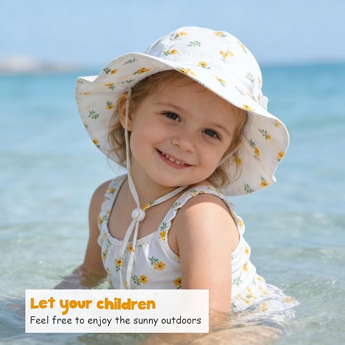 Baby Girl Sun Hat with UPF 50+ Outdoor Adjustable Beach Hat with Wide Brim - Image 3