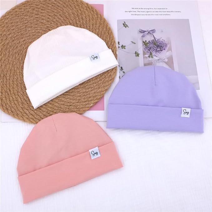 Jersey Beanie Hat for Newborn Baby Boys Girls Silky Satin Lined Hats Bonnet - Image 8