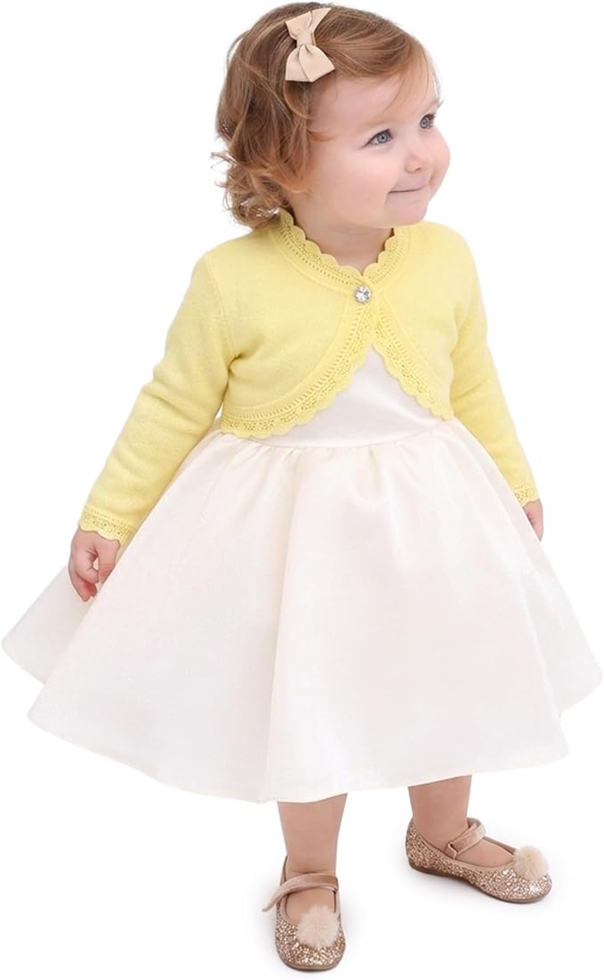 Lilax Little Girls' Knit Long Sleeve Button Closure Bolero Cardigan Shrug - Image 6
