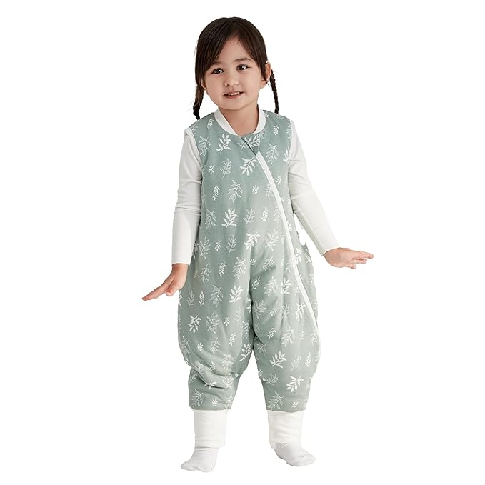 Duomiaomiao 2.5 TOG Toddler Sleep Sack 36-48 Months 100% Cotton Winter Side Open Zipper Baby Sleep Sack with Feet, Warm Toddler Wearable Blanket