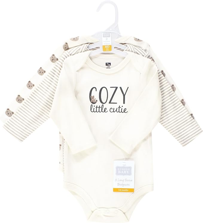 Hudson Baby baby-boys Cotton Long-sleeve Bodysuits 3-pack - Image 2