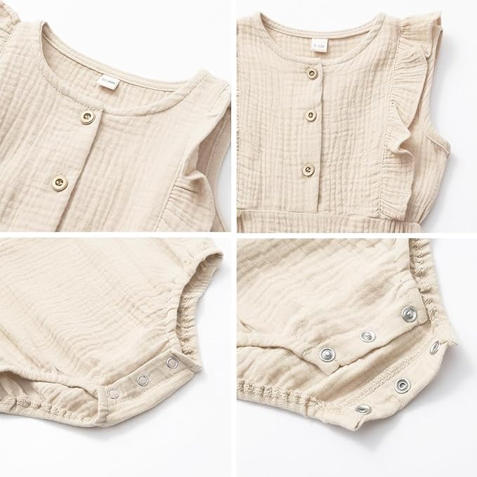 Baby Girl Bubble Romper Muslin Cotton Newborn Summer Clothes, 0-18M | Baby - Image 4