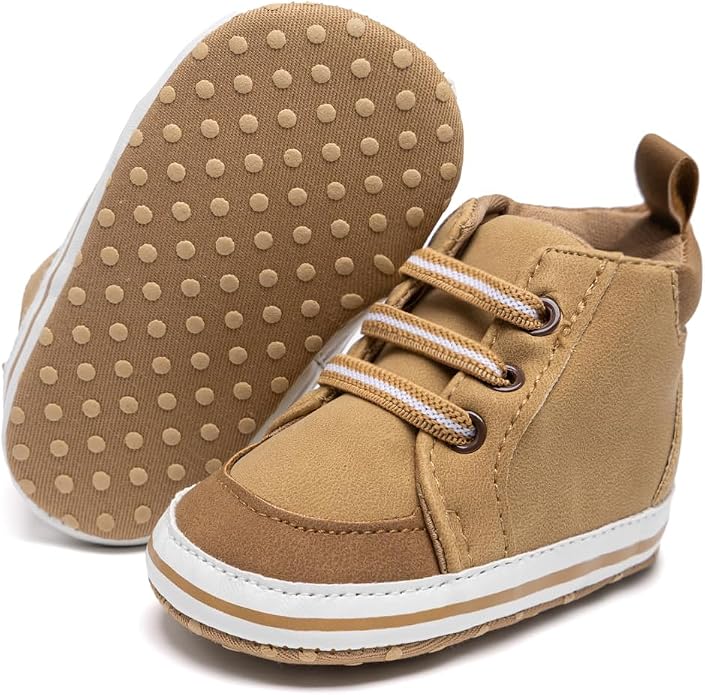 Meckior Toddler Baby Boys Girls High Tops Ankle Sneakers Soft Anti-Slip Sole PU by Meckior