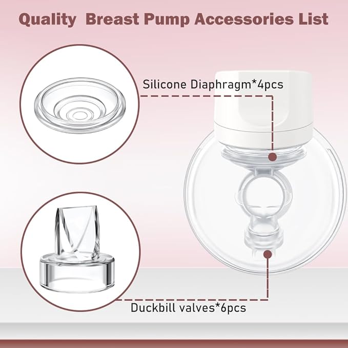 6pcs Duckbill Valves and 4pcs Silicone Diaphragm Compatible with Momcozy S12 Pro/S9 Pro Wearable Breast Pump Accessories,Mom Cozy Breast Pump Replacement Accessories