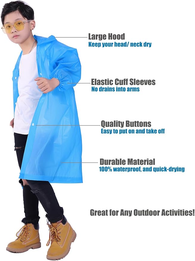 Kids Rain Jacket, 2 Pack Rain Ponchos - Image 3