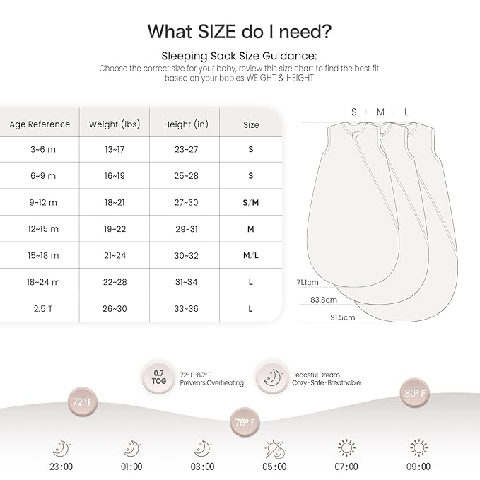 lulumoon Sleep Sack Muslin for Baby: Cotton Wearable Blanket for 3-9 Months - Soft Lightweight Ideal for Nursery Lounge Nighttime Naptime 6-12 Months