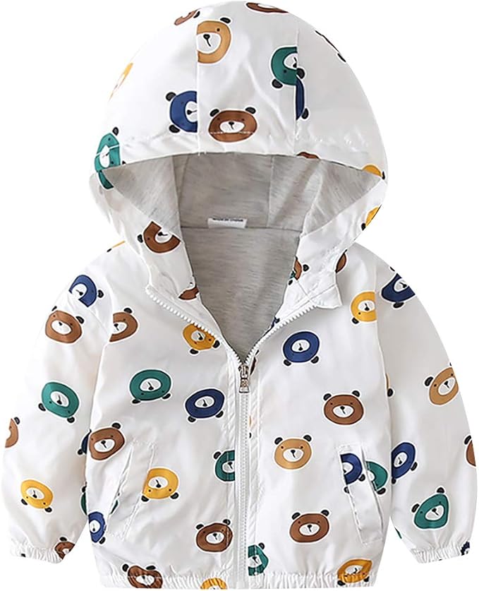 FYMNSI Toddler Baby Boys Girls Hooded Jacket Windbreaker Lightweight Dinosaur by FYMNSI