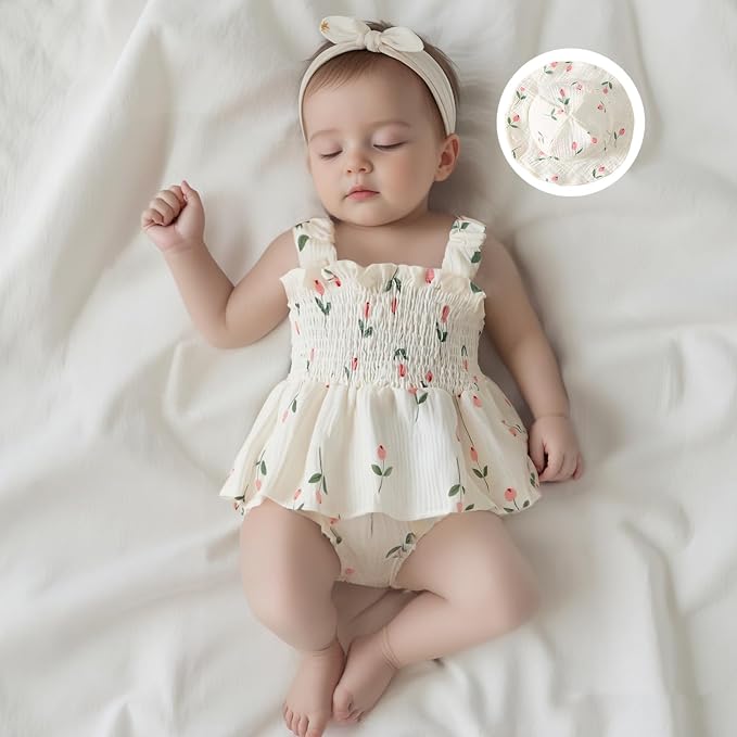 Newborn Baby Girl Summer Clothes Plaid Ruffle Bodysuits Onesie Infant Girl - Image 2