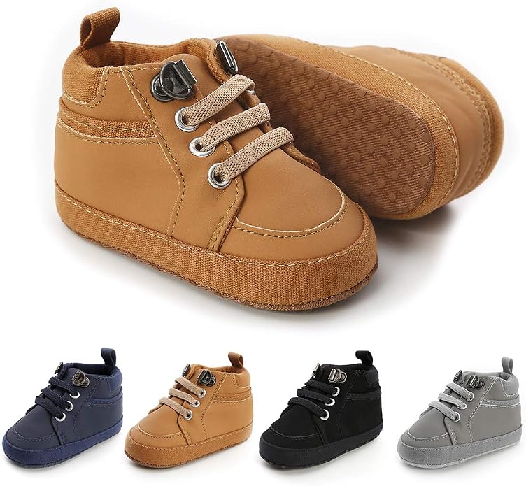 Meckior Toddler Baby Boys Girls High Tops Ankle Sneakers Soft Anti-Slip Sole PU by Meckior