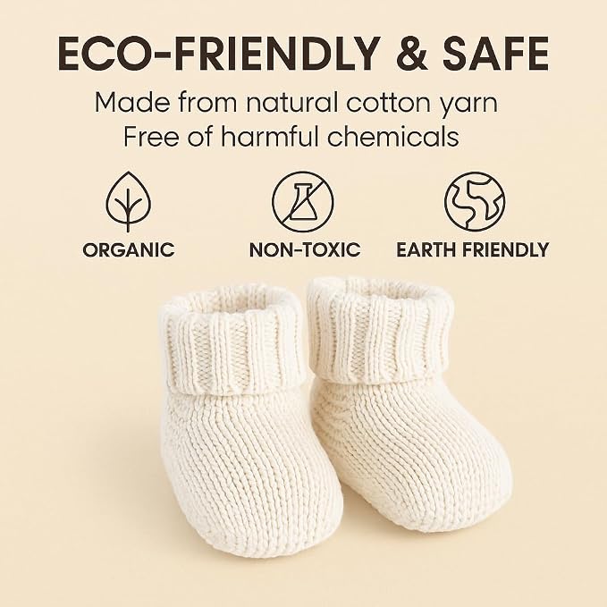 Kitikate Organic Knit Baby Booties – 100% Cotton Yarn, Soft & Comfortable - Image 5