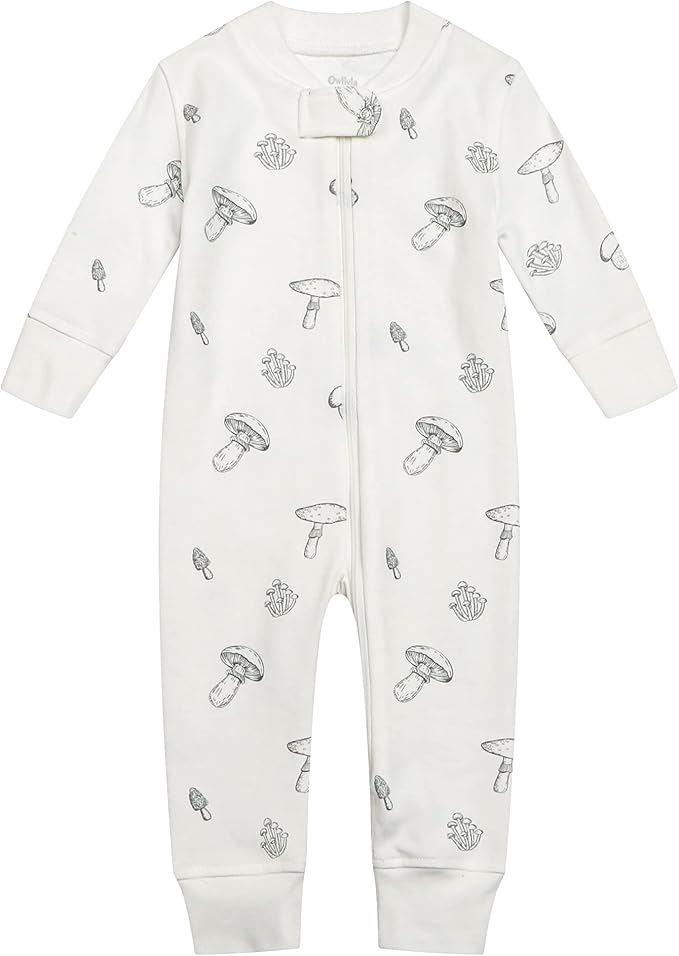 Owlivia Organic Cotton Baby Boy Girl Zip up Sleep 'N Play Pjs, Footless, Long Sleeve