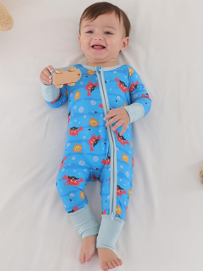 GUISBY Baby Footless Pajamas, Rayon of Bamboo, NB-2T | Rayon of bamboo softness - Image 3