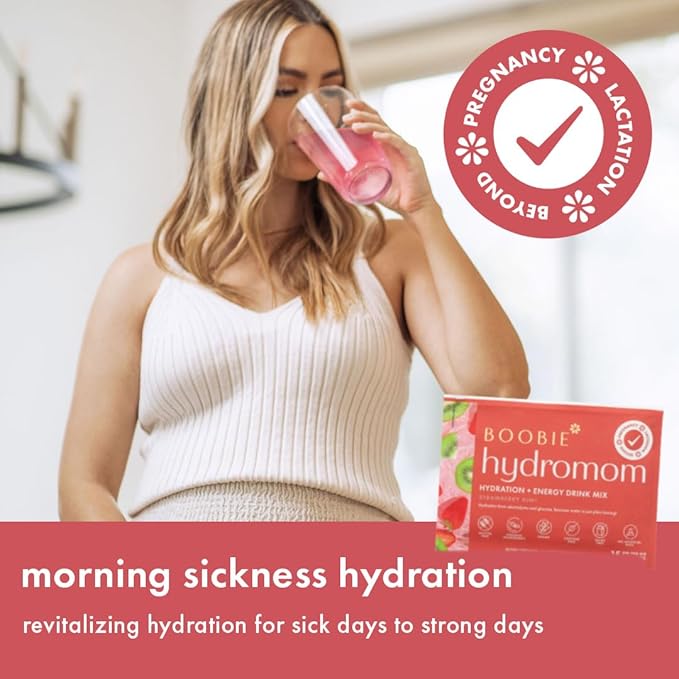 Boobie Hydromom Superfood Electrolyte Drink Mix, Strawberry Kiwi + Blue Raspberry Lemonade | Refreshing Energy, Hydration Boost | On-The-Go Travel Essential for Pregnancy, Lactation, & Beyond - 2 Pack