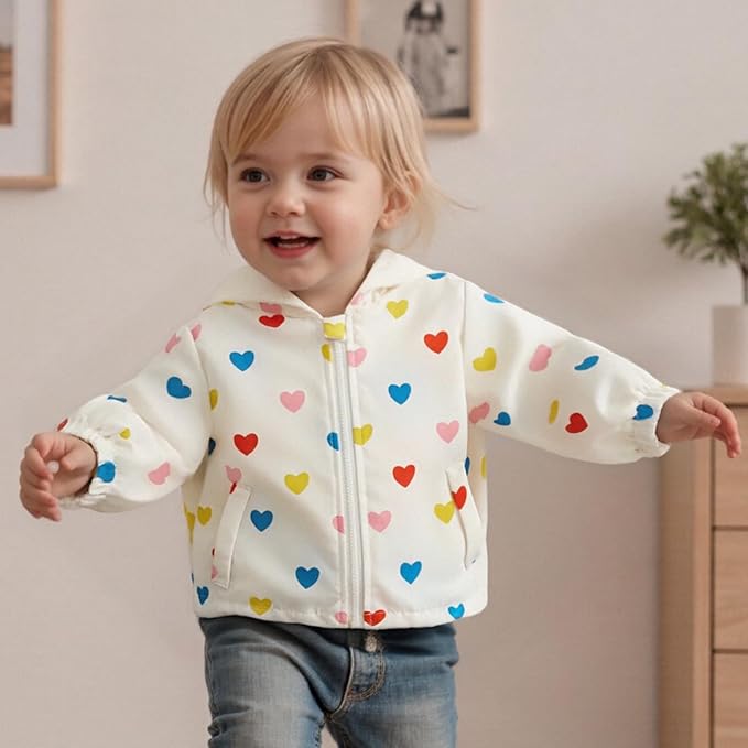 Toddler Windbreaker Jacket Baby Girl Hooded Zip Up Sweatshirt Winter Jacket - Image 2
