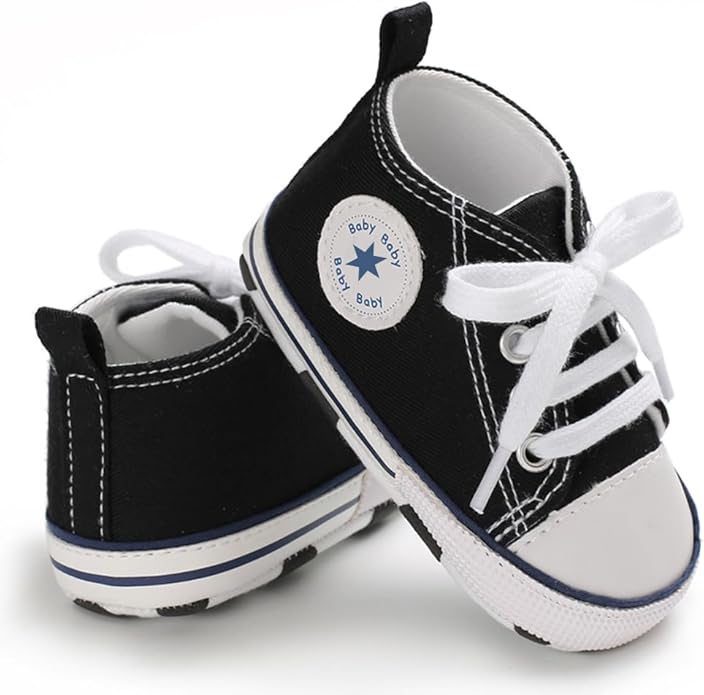 Unisex Baby Girls Boys Canvas High-top Shoes, Newborn Infant Anti-Slip Soft - Image 5