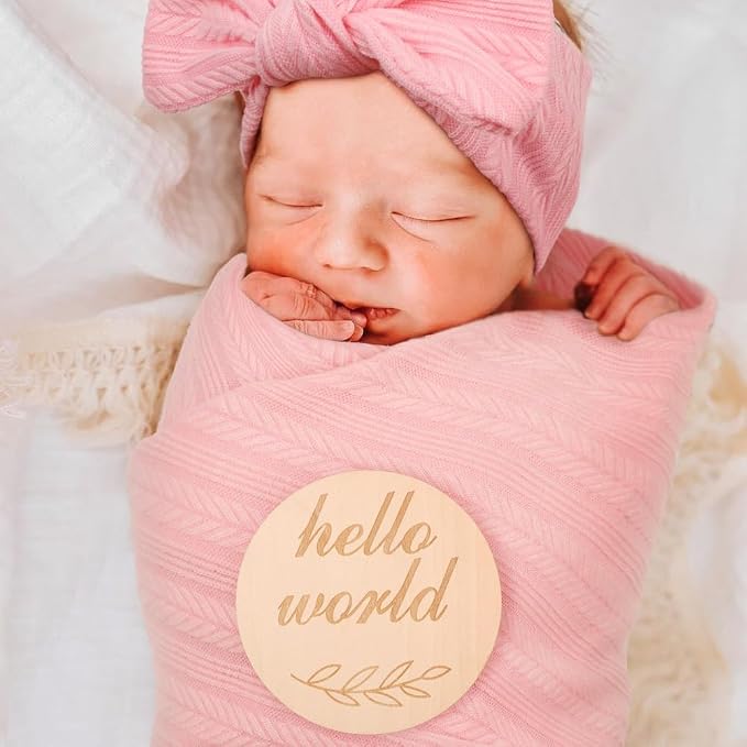 AQOKKA Newborn Receiving Blanket Wheat Ear Bow Hat Hairband Set - Image 7