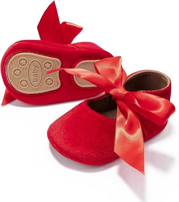KIDSUN Infant Baby Girls Mary Jane Shoes Non-Slip Rubber Sole Ballet Slippers by KIDSUN