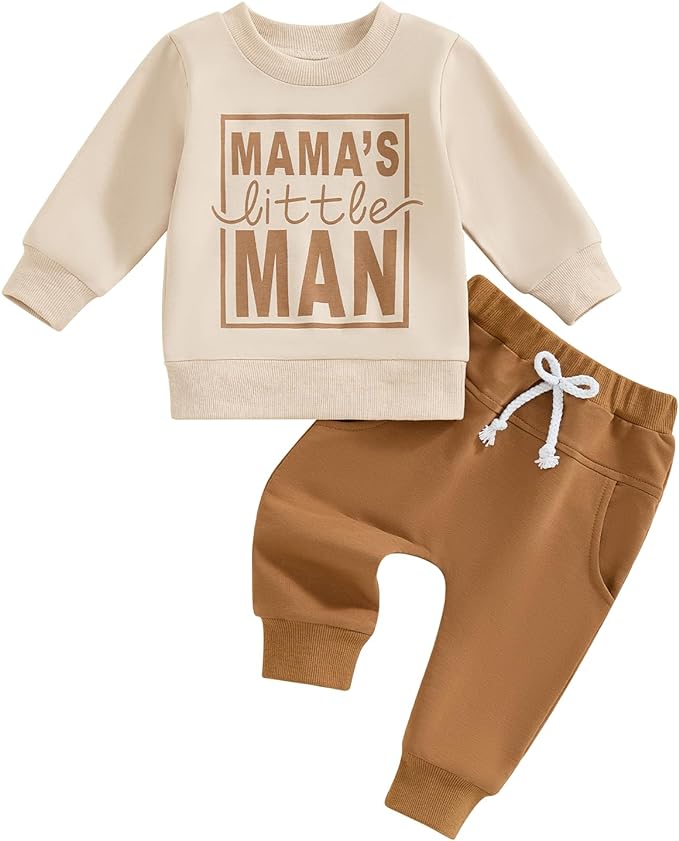 Toddler Baby Boy Fall Winter Outfit Long Sleeve Letter Print Sweatshirts and Jogger Pants Infant Boy Clothes