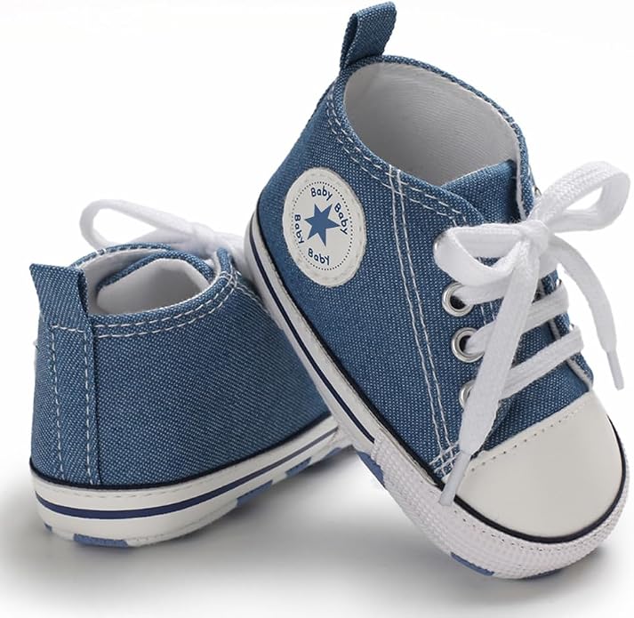 Unisex Baby Girls Boys Canvas High-top Shoes, Newborn Infant Anti-Slip Soft - Image 5