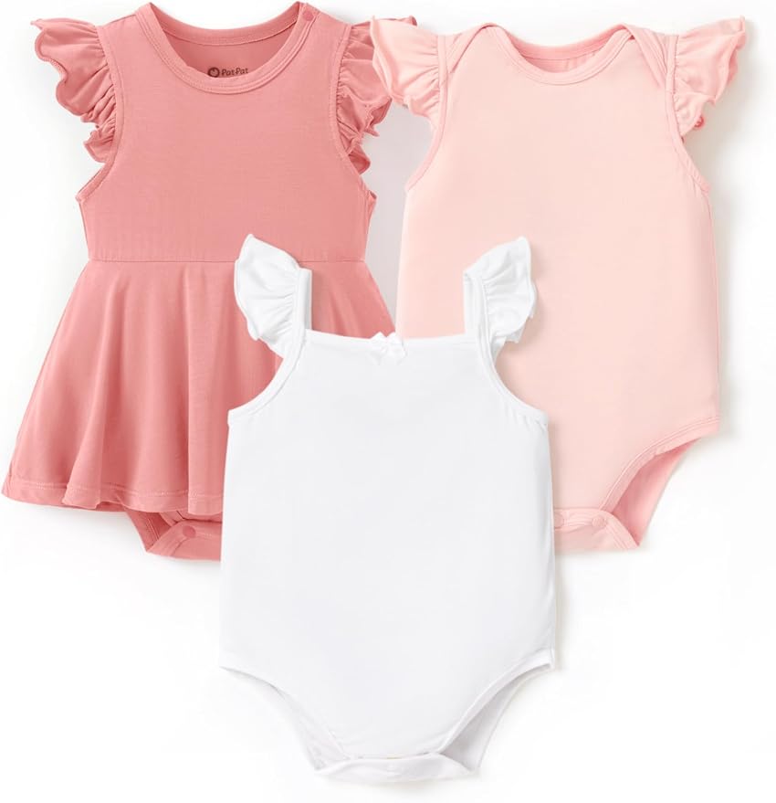PATPAT Baby Girl Bamboo Viscose Bodysuits Set by PATPAT