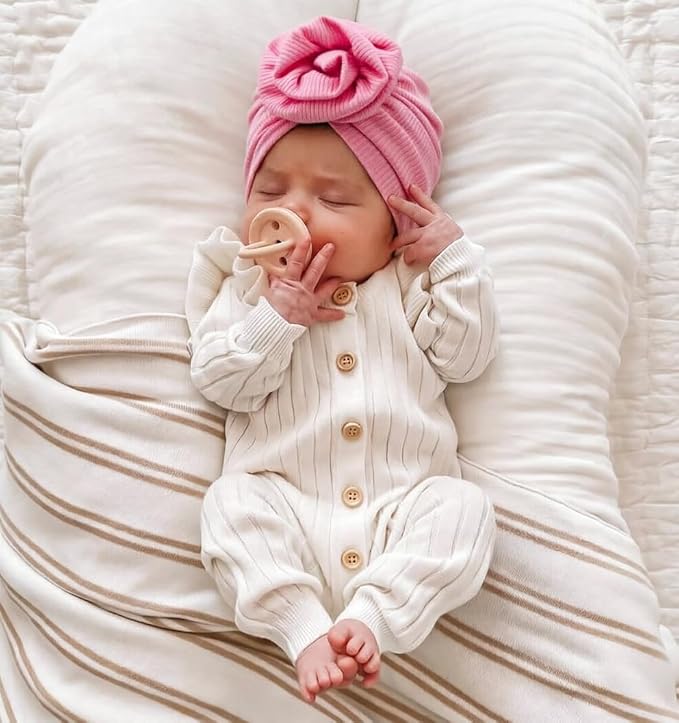 DRESHOW BQUBO 5 Pieces Newborn Baby Turban Hats Bow Baby Infant Beanie - Image 4