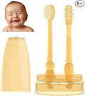 Baby Tooth Brush, Infant Toothbrush 6 to 12 Months, Silicone Toothbrush, Newborn Tongue Cleaner, Amber