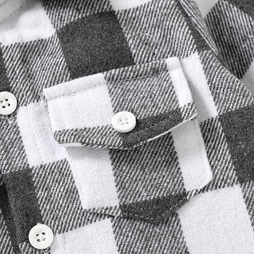 YOUNGER STAR Toddler Kids Boys Girls Flannel Hooded Plaid Shirt Button Baby Red - Image 5