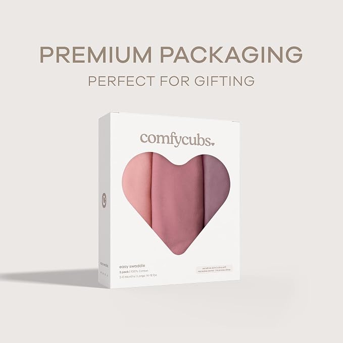 Comfy Cubs Easy Swaddle Blanket 3 Pk L Blanket Swaddle Blush Mauve Mulberry | - Image 7